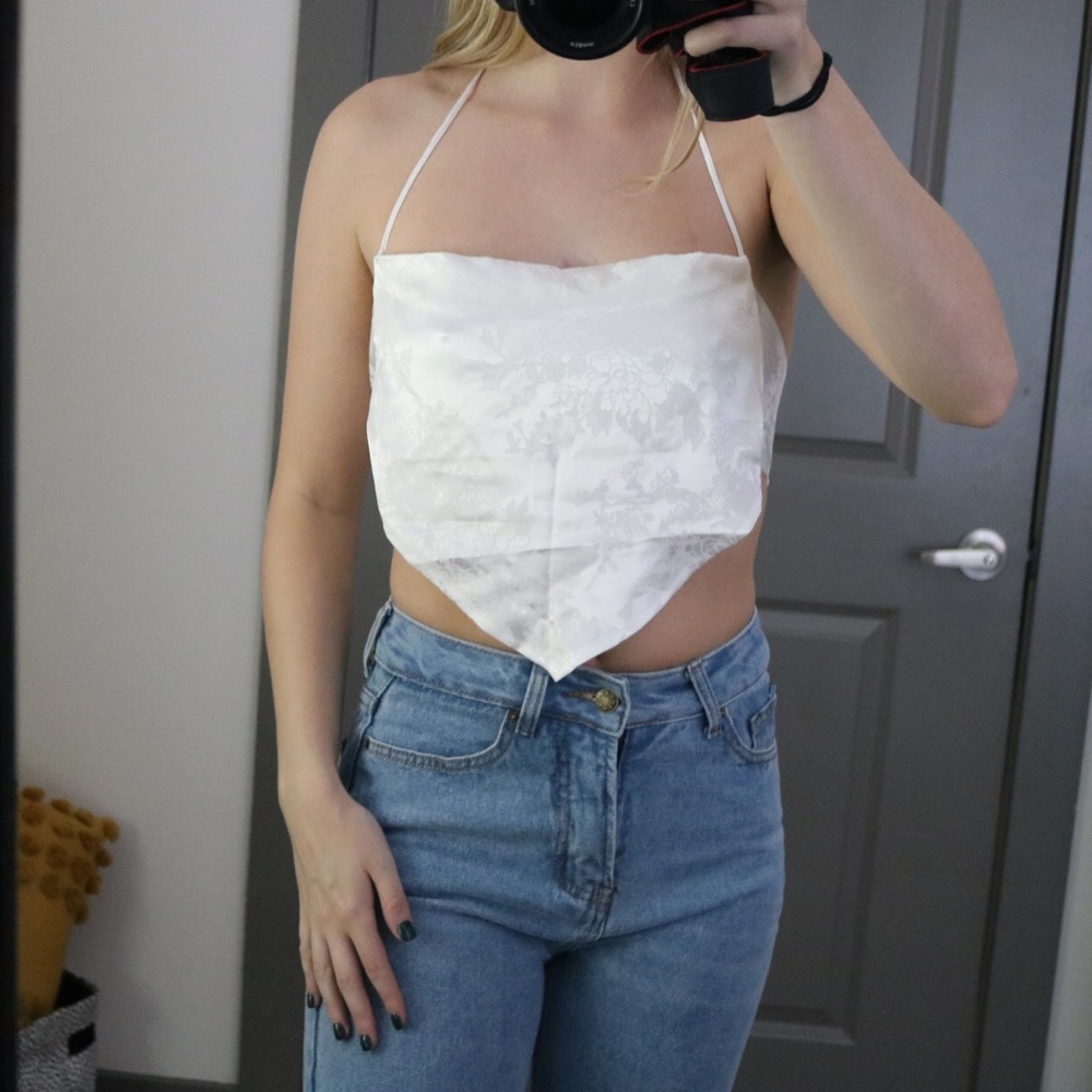 Try Again Scarf Top White Beginning Boutique